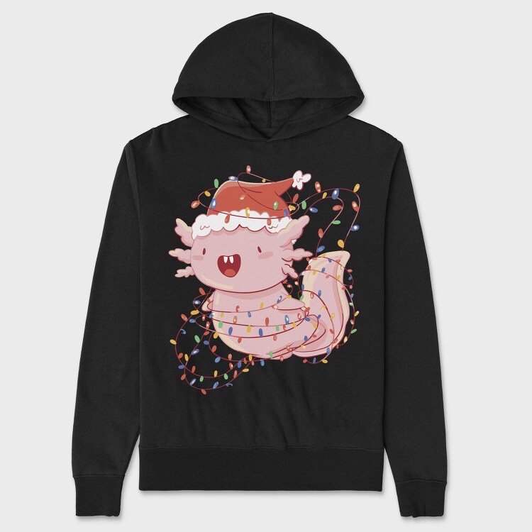 Axolotl Christmas Lights, Hanorac Oversize Barbati (Unisex)