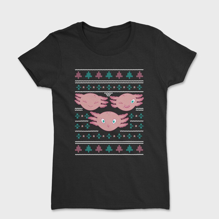 Axolotl Christmas Sweater Ugly, Tricou Femei