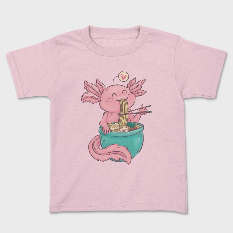 Axolotl Eating Ramen Happy, Tricou Copii