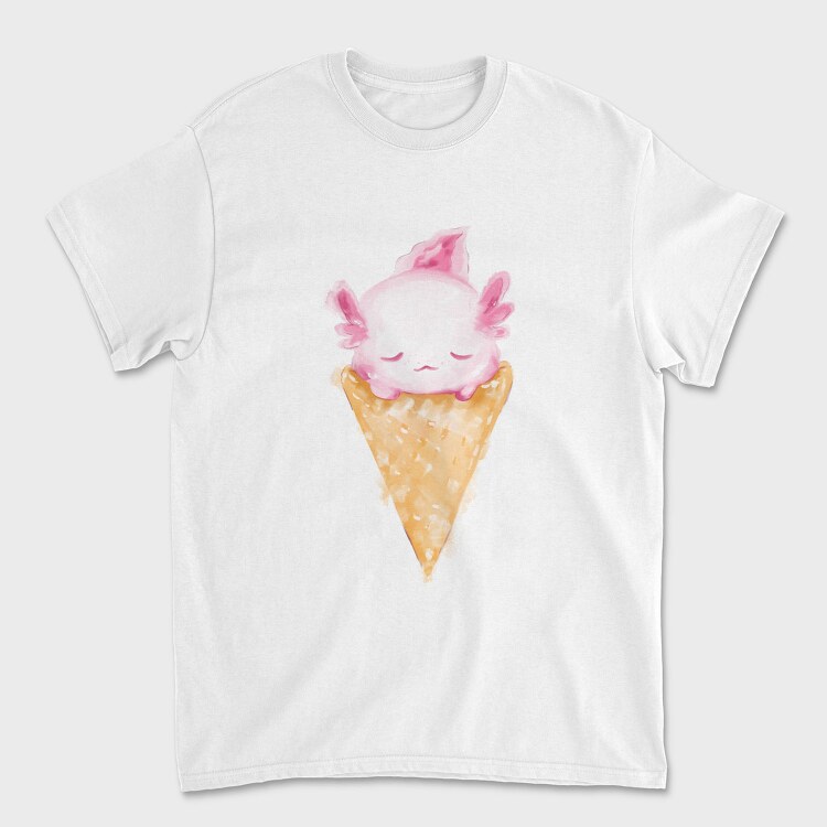 Axolotl Ice Cream Watercolor, Tricou Barbati (Unisex)