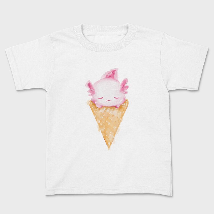 Axolotl Ice Cream Watercolor, Tricou Copii