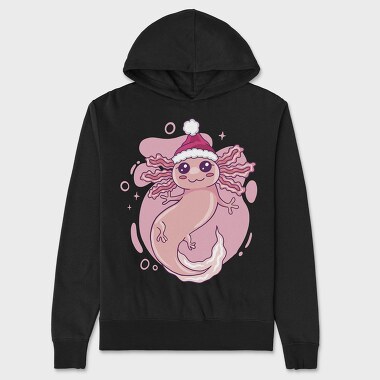 Axolotl In Christmas Hat, Hanorac Oversize Barbati (Unisex)