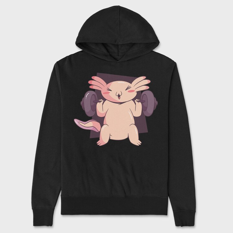 Axolotl Lifting Weights, Hanorac Oversize Barbati (Unisex)