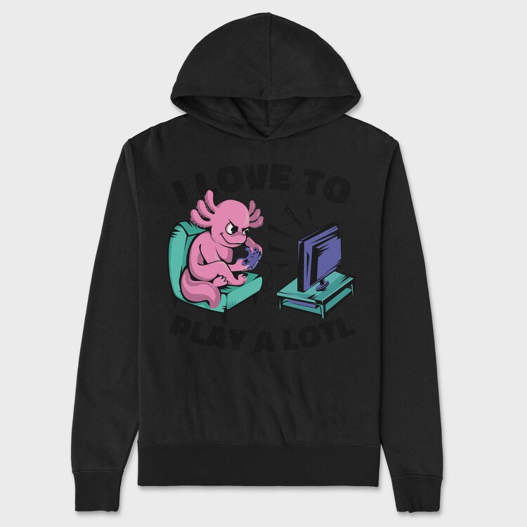 Axolotl Playing Video Games Gamer Couch Tv, Hanorac Oversize Barbati (Unisex)
