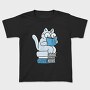 Cat Sitting On Books And Reading, Tricou Copii