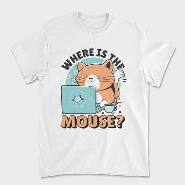 Cat Using Computer Mouse, Tricou Barbati (Unisex)