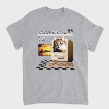 Cat Vaporwave Glitch 2 Vapurrwave, Tricou Barbati (Unisex)