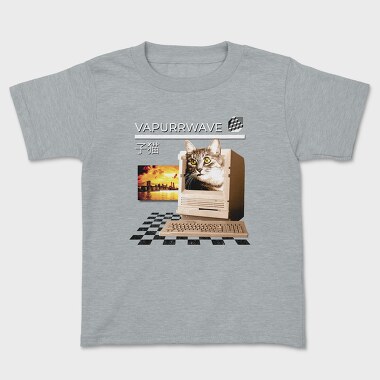 Cat Vaporwave Glitch 2 Vapurrwave, Tricou Copii