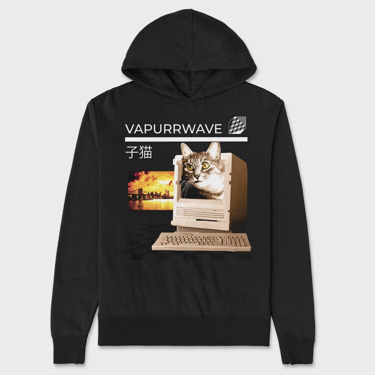 Cat Vaporwave Glitch 2 Vapurrwave, Hanorac Oversize Barbati (Unisex)