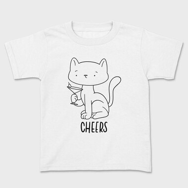 Cat With Drink Stroke Cheers, Tricou Copii