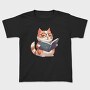 Cat With Glasses Reading Book, Tricou Copii