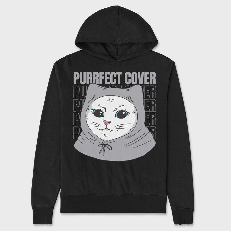 Cat With Grey Hoodie, Hanorac Oversize Barbati (Unisex)