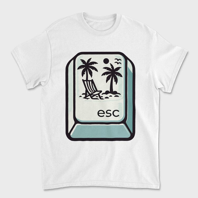 Beach Escape Key Esc, Tricou Barbati (Unisex)