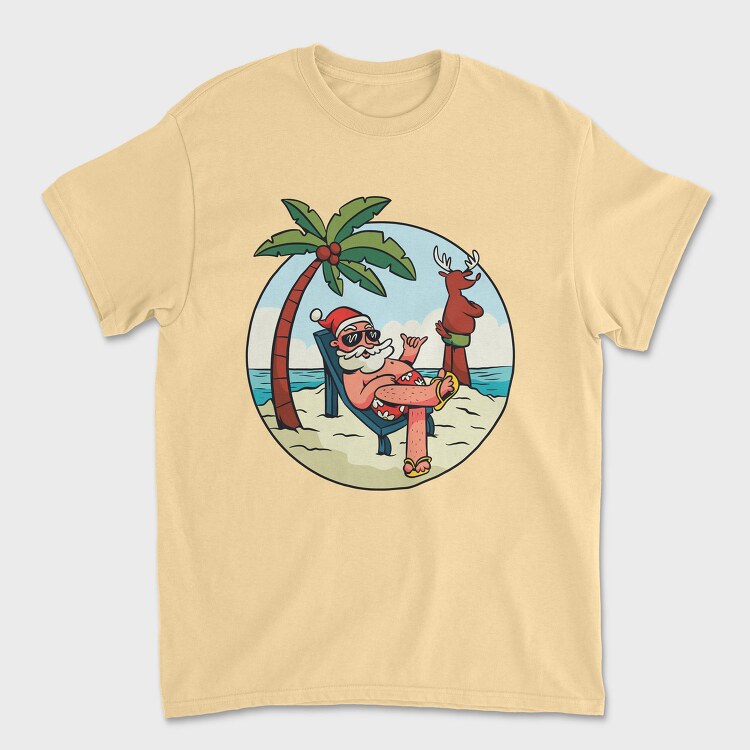 Beach Summer Santa Claus, Tricou Barbati (Unisex)