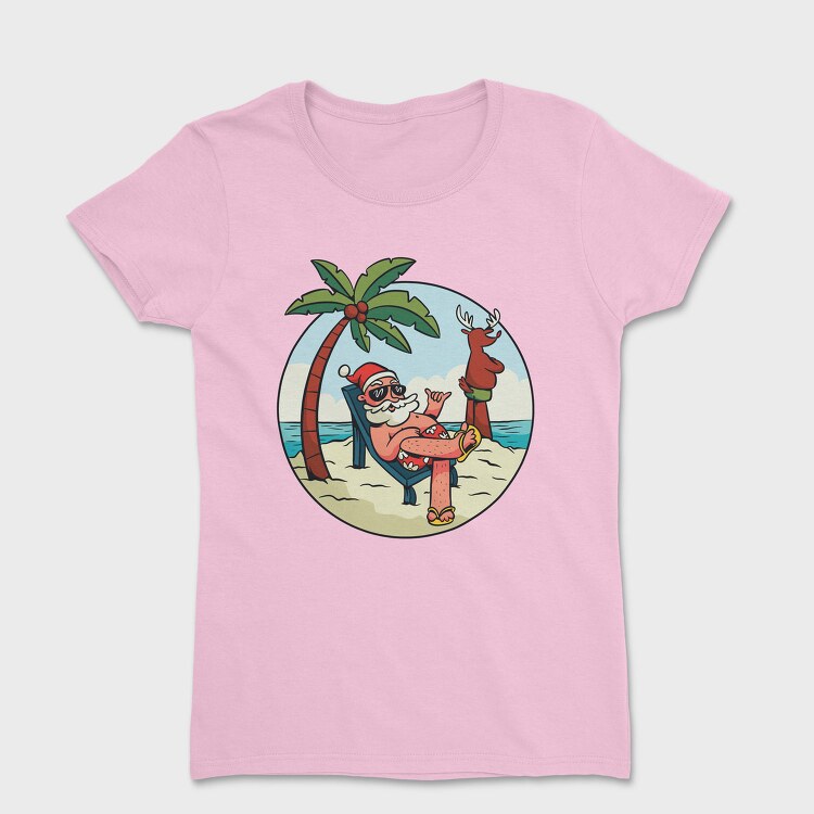 Beach Summer Santa Claus, Tricou Femei