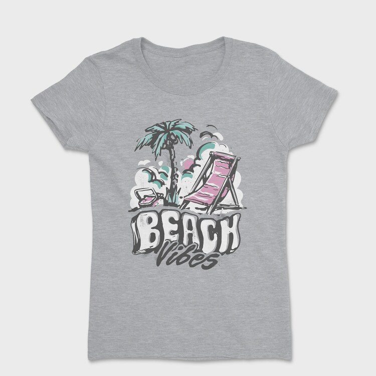 Beach Vibes Summer Vintage Lettering, Tricou Femei