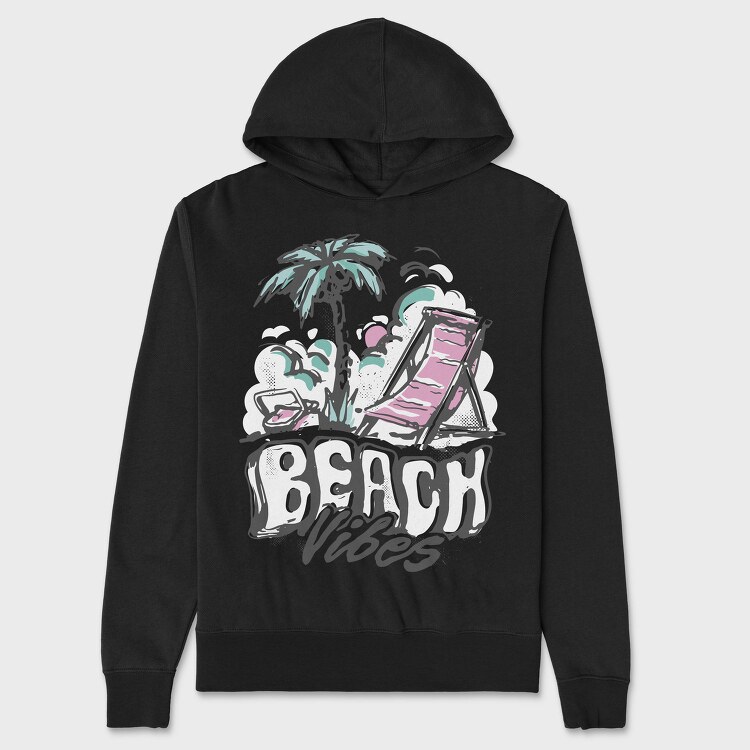Beach Vibes Summer Vintage Lettering, Hanorac Oversize Barbati (Unisex)