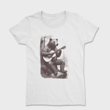 Bear Playing Guitar Hand Drawn, Tricou Femei