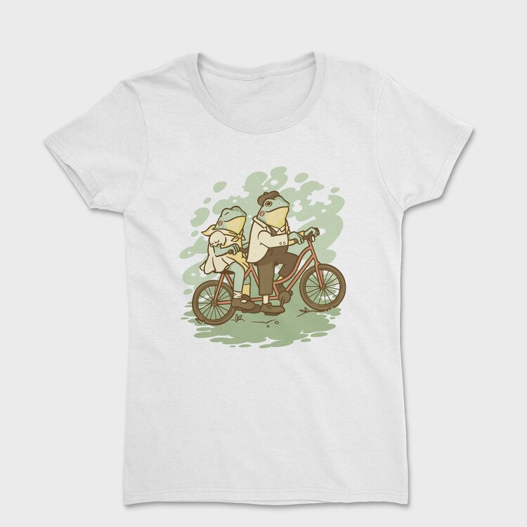 Bicycle Frogs Vintage Riding A Bike, Tricou Femei