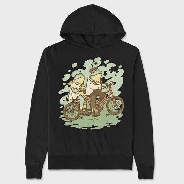 Bicycle Frogs Vintage Riding A Bike, Hanorac Oversize Barbati (Unisex)