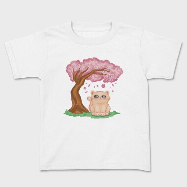 Cherry Blossom Cat Kawaii Sakura And, Tricou Copii