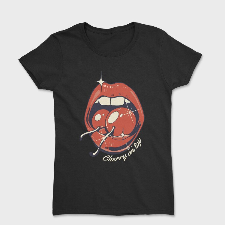 Cherry On Top Lips Kitsch, Tricou Femei