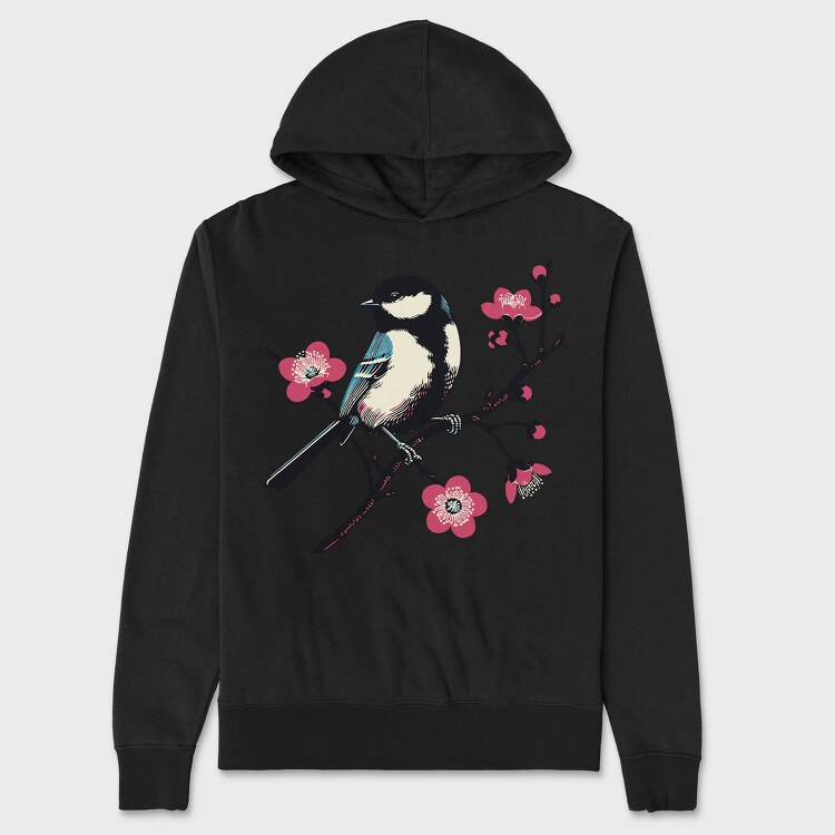Chickadee On Blossom, Hanorac Oversize Barbati (Unisex)