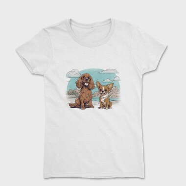 Chihuahua And Cocker Dogs Beach, Tricou Femei