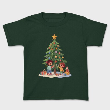 Children Decorating Tree Kids Christmas, Tricou Copii