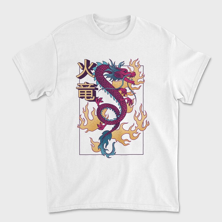 Chinese Dragon With Flames, Tricou Barbati (Unisex)
