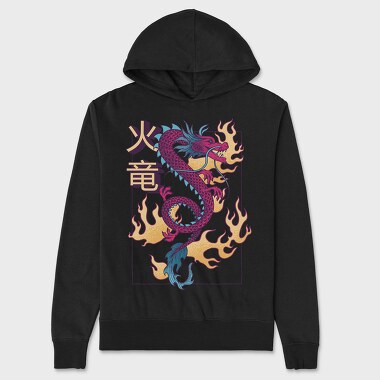 Chinese Dragon With Flames, Hanorac Oversize Barbati (Unisex)
