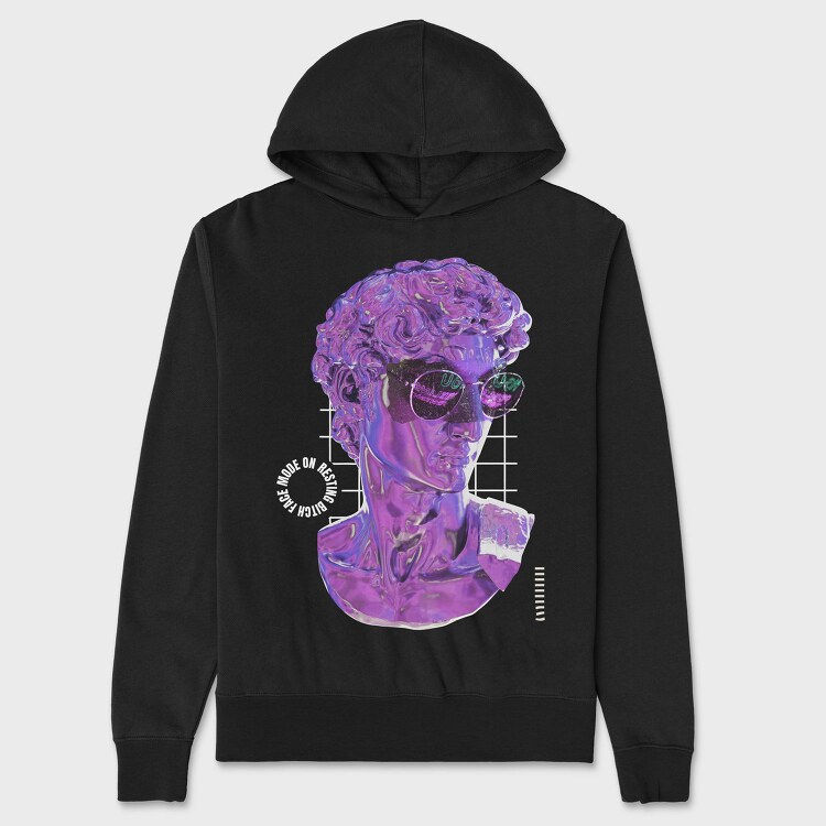 3d Liquid Statue Head With Glasses Bitch Face, Hanorac Oversize Barbati (Unisex)