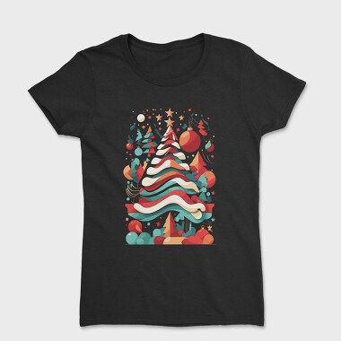 Abstract Christmas Tree Festivity, Tricou Femei