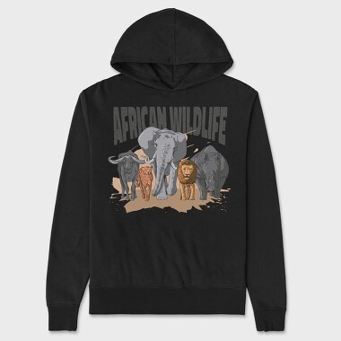 African Wildlife Animals, Hanorac Oversize Barbati (Unisex)
