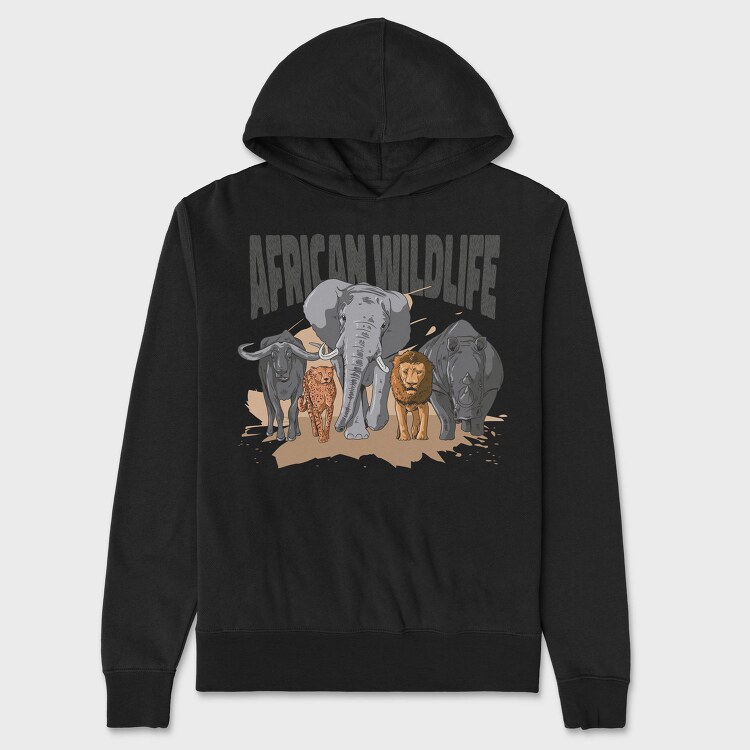 African Wildlife Animals, Hanorac Oversize Barbati (Unisex)