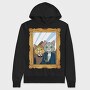 American Gothic Cat Farmer, Hanorac Oversize Barbati (Unisex)