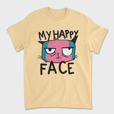 Angry Cat Face My Happy Face, Tricou Barbati (Unisex)