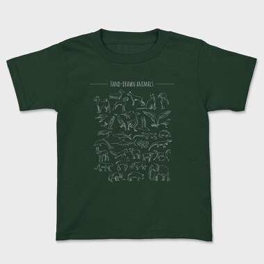 Chalk Hand Drawn Animals Silhouettes, Tricou Copii