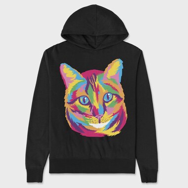 Colorful Cat Face Full Color, Hanorac Oversize Barbati (Unisex)
