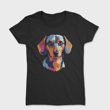 Colorful Dachshund Portrait, Tricou Femei