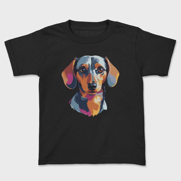 Colorful Dachshund Portrait, Tricou Copii