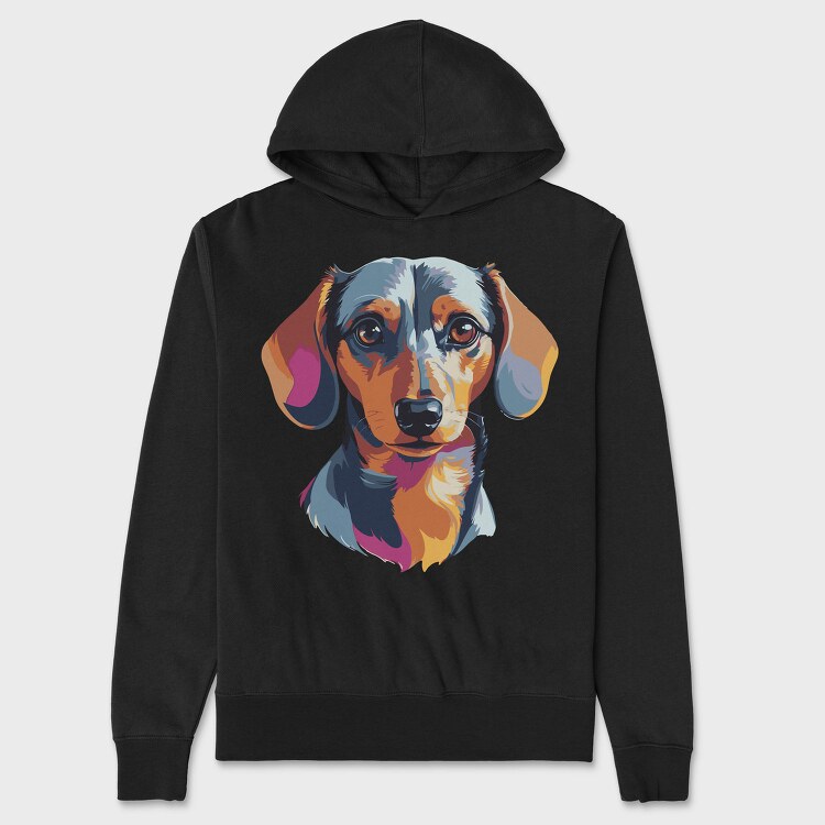 Colorful Dachshund Portrait, Hanorac Oversize Barbati (Unisex)