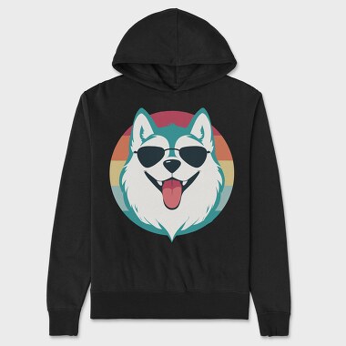 Cool Husky With Sunglasses Face, Hanorac Oversize Barbati (Unisex)