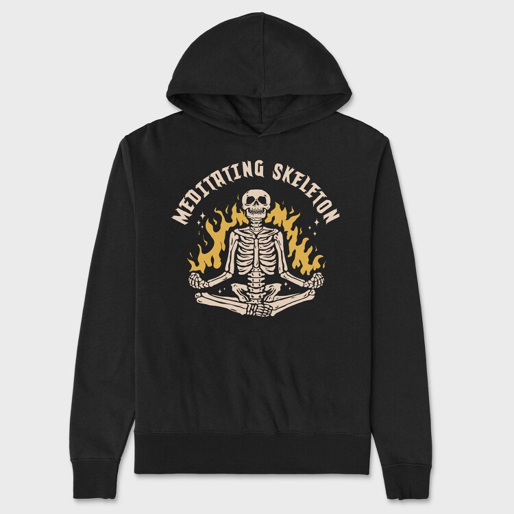 Cool Meditating Skeleton Skelleton, Hanorac Oversize Barbati (Unisex)