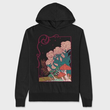 Cool Mushrooms Illustration, Hanorac Oversize Barbati (Unisex)