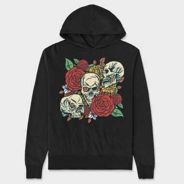 Cool Skulls And Roses, Hanorac Oversize Barbati (Unisex)