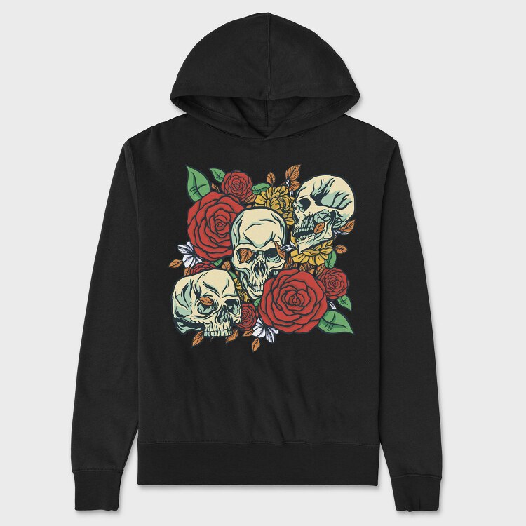 Cool Skulls And Roses, Hanorac Oversize Barbati (Unisex)