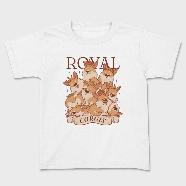 Corgi Dogs With Crowns Royal, Tricou Copii