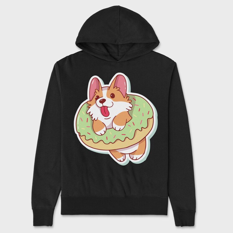 Corgi Donut Joy, Hanorac Oversize Barbati (Unisex)