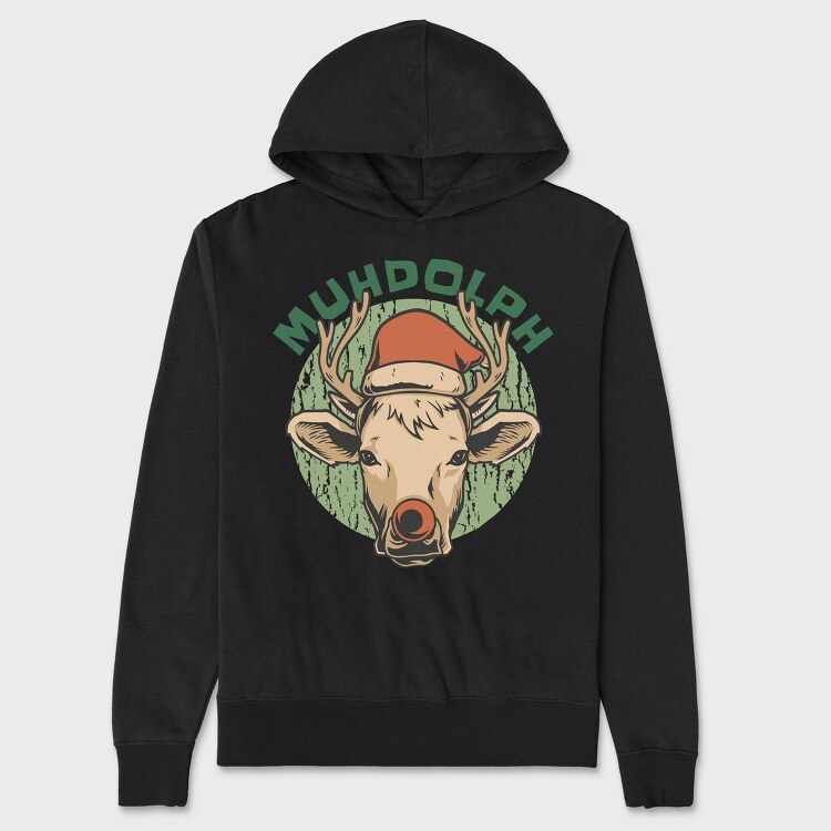Christmas Cow Muhdolph, Hanorac Oversize Barbati (Unisex)